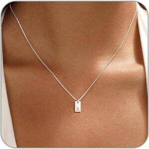 Personalized 14K Gold Plated Initial Necklace for Women - Dainty Silver Elegance